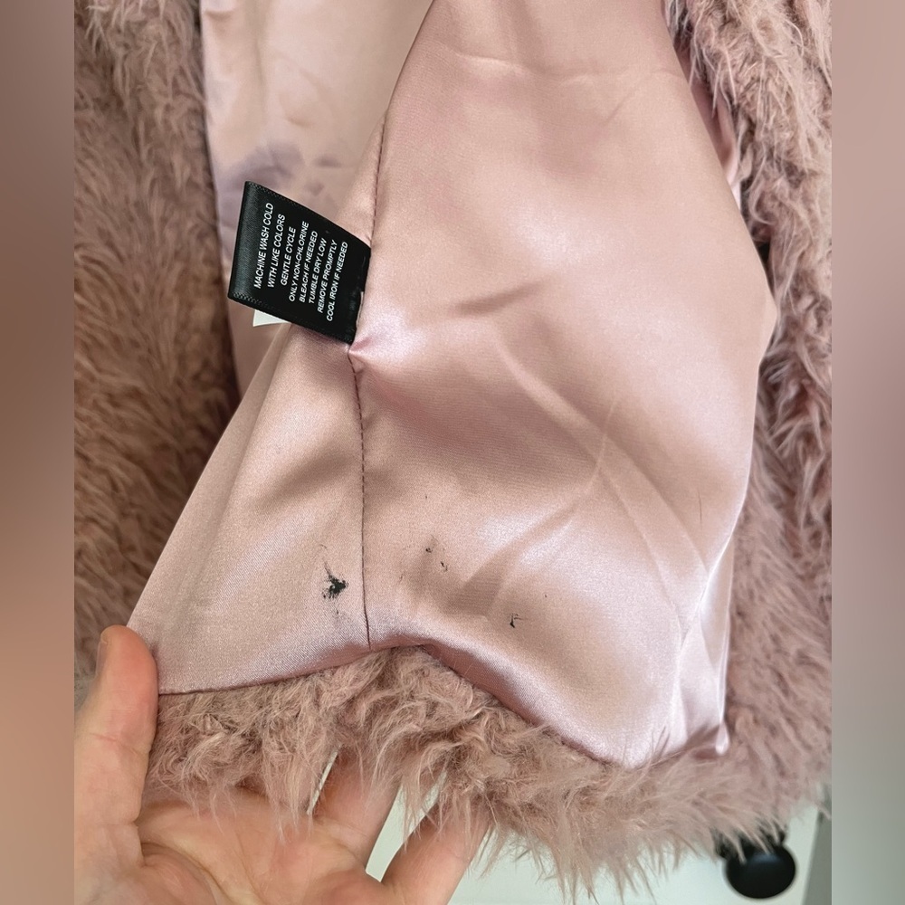 Torrid Sherpa Drape Front Jacket Mauve Pink 1X 14-16 Fluffy Cozy Neutral Rave - Picture 9 of 13